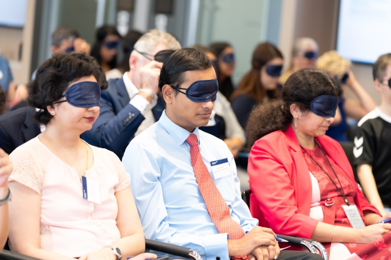 blindfolded participants listened seated