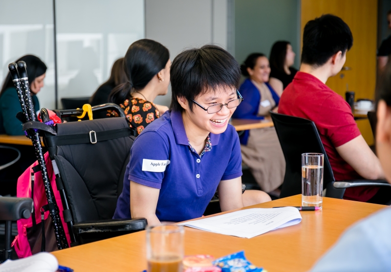 Training seminar participant is working to complete an assigned activity